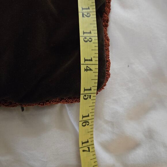 Velvet Pillow Shams Set of 4 Two Large Square Two Rectangle Brown/Burnt Orange - Picture 9 of 9